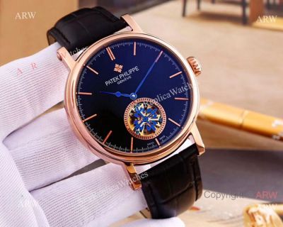 Copy Patek Philippe Calatrava Flying Tourbillon Watch Rose Gold